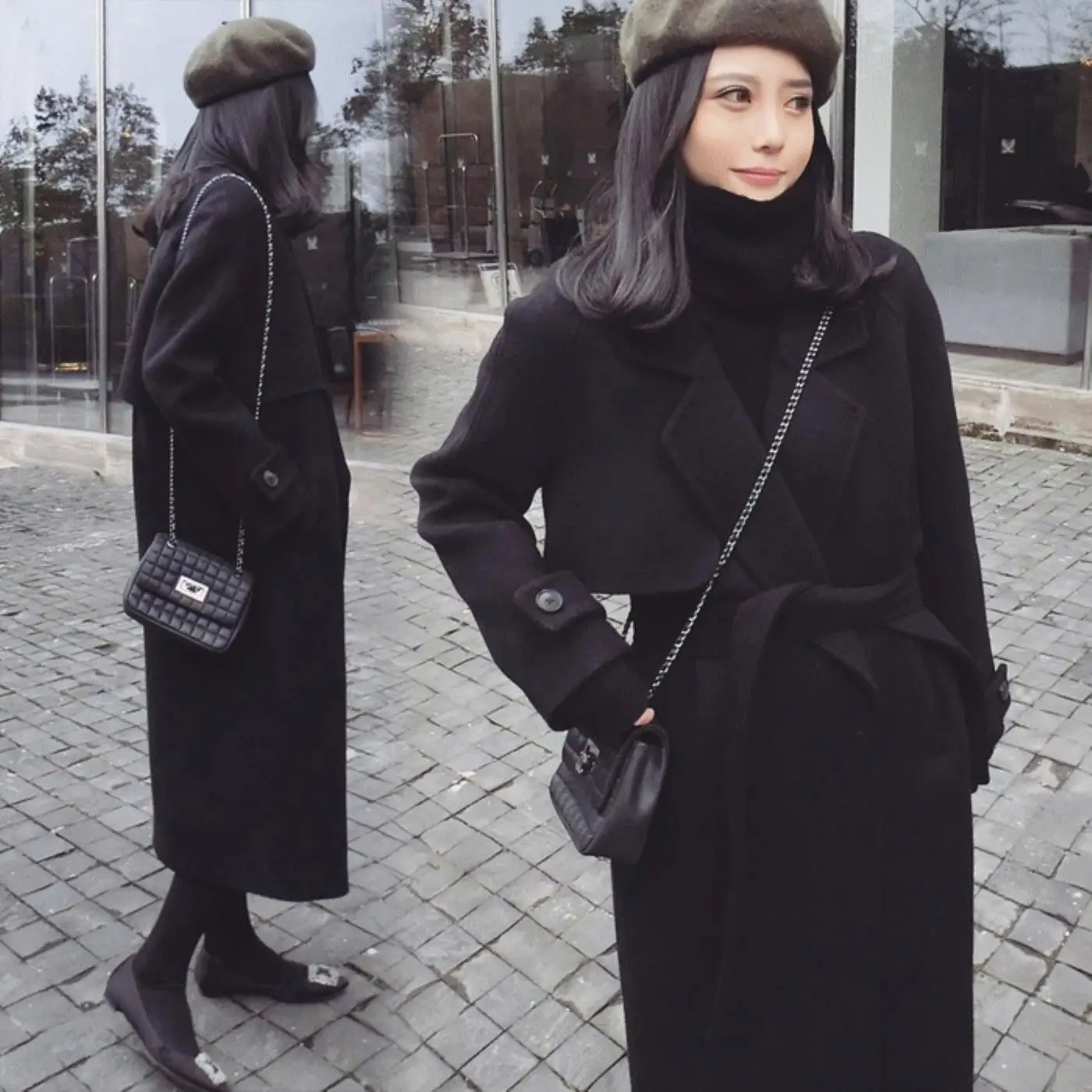 

Korean Women's Long Section Slim Fashion Woolen Coat