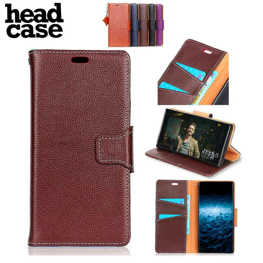 Head Case For Apple iPhone X Case Wallet litchi rind Flip Genuine