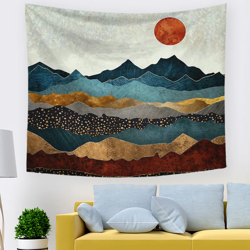 Пейзаж печать хиппи-гобелен горы море закат Узор Настенная ткань диван покрытие Декор Йога-Пикник коврик