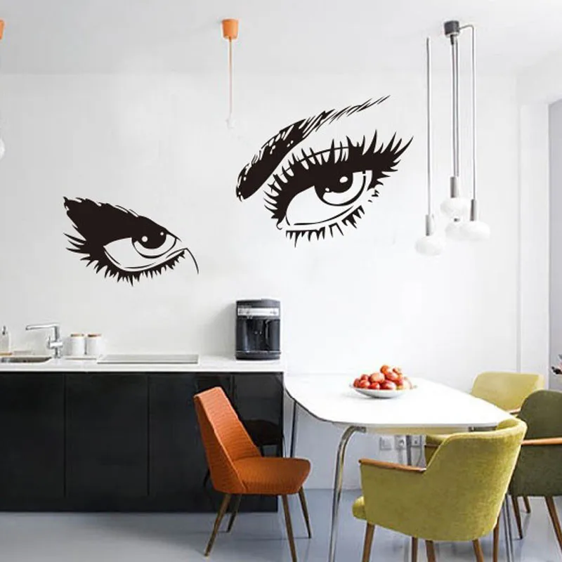 2016 big eyes wall sticker home decal long eyelashes design wall decor sticker black color elegant - Designer Wall Stickers 2016 big eyes wall sticker home decal long eyelashes design wall decor sticker black color elegant - Designer Wall Stickers