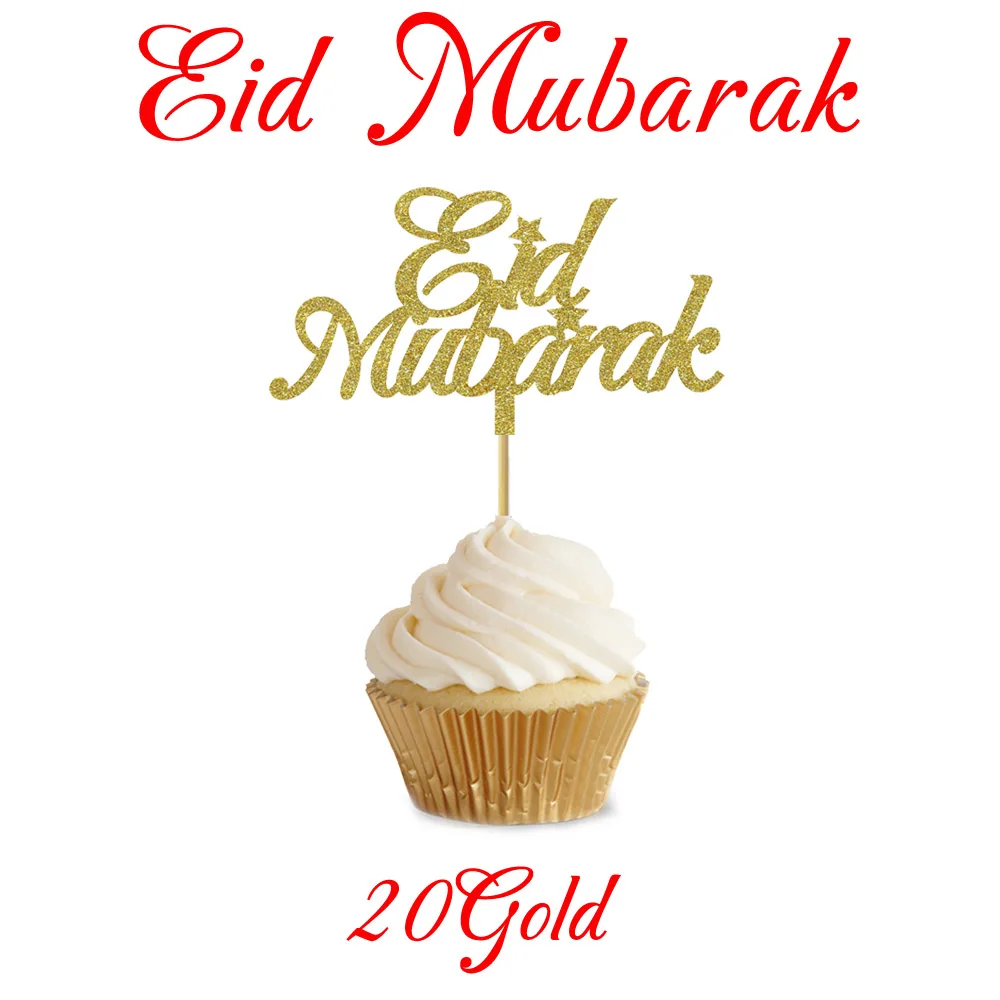 20 шт 3x5 дюймов Eid украшения для кексов Nikkah Mubarak Eid Mubarak Hajj Mubarak Umrah Mubarak украшения для кексов для Eid al-Fitr украшения - Цвет: EID Mubarak