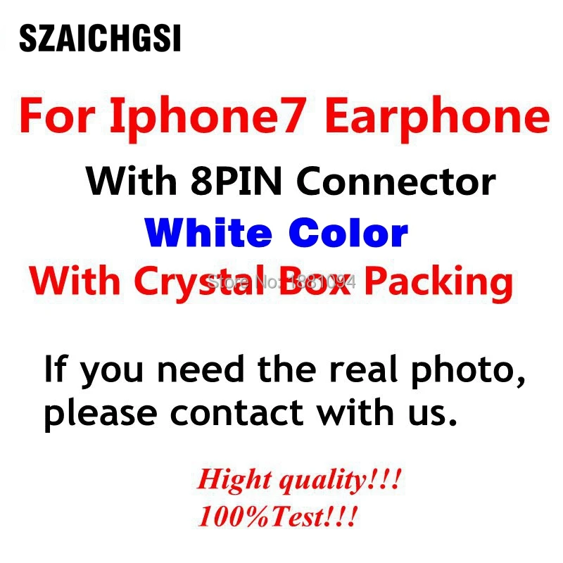 

SZAICHGSI Earphone Digital Stereo Noise Canceling Earphones For iPhone7 7 PLUS with crystal box package wholesale 20pcs/lot