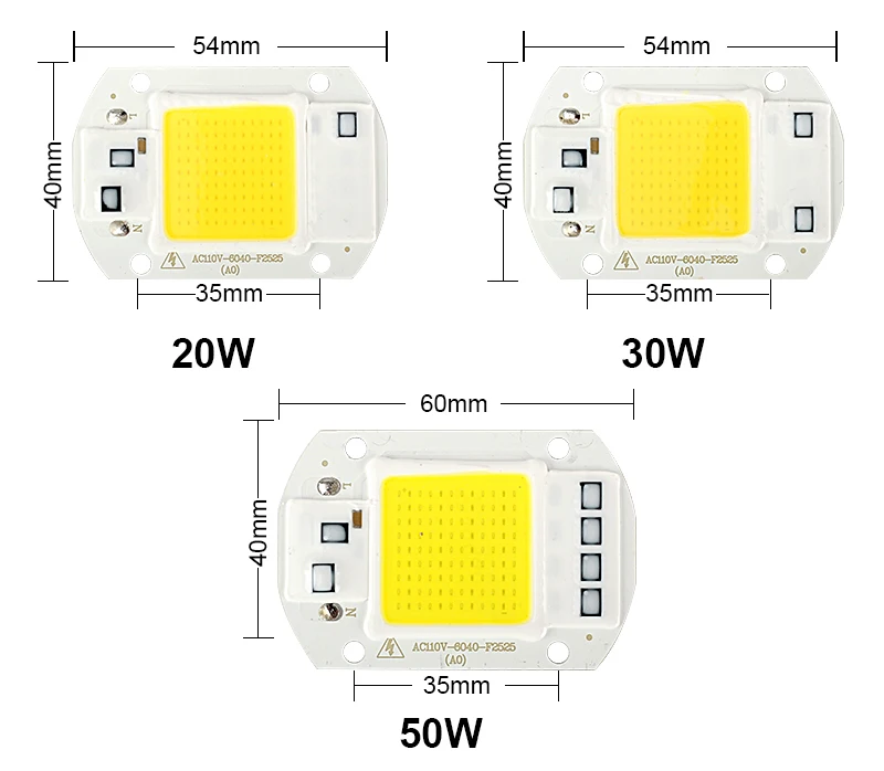 COB светодиодный чип 110 в 120 в 20 Вт 30 Вт 50 Вт Светодиодный лампа COB Smart IC драйвер холодный теплый белый Светодиодный прожектор чип