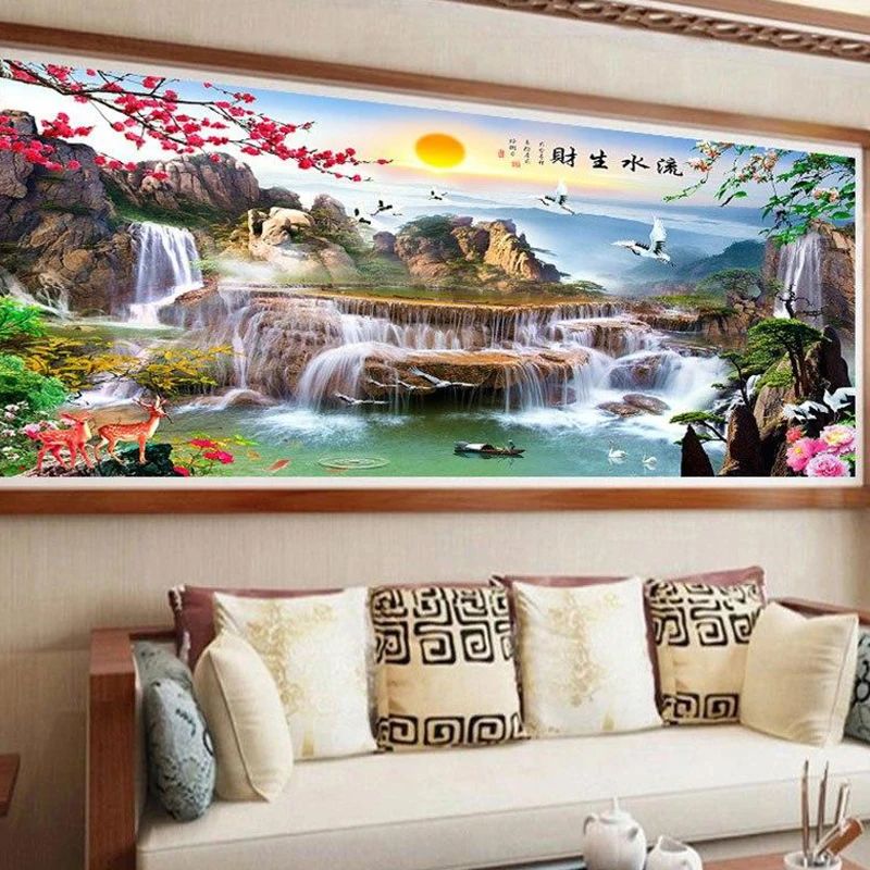 Cheap 5D DIY Diamond Painting Full Square Round Diamond Embroidery Landscape scenery Of Rhinestones Mosaic Wall Decor 3D Embroidery