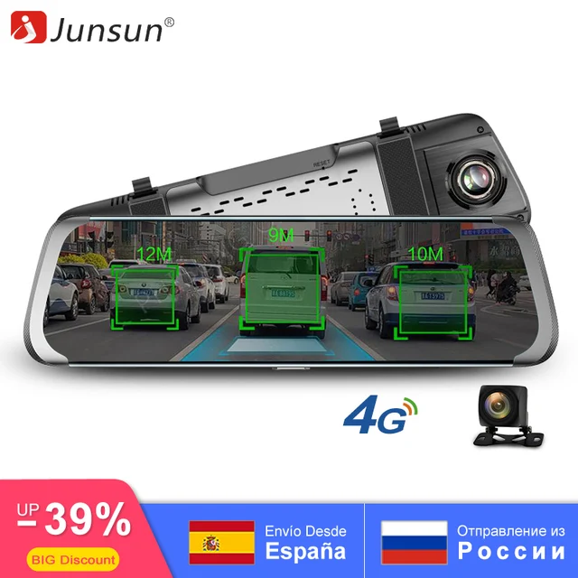 Junsun 4G ADAS Автомобильный dvr камера 10 "поток медиа зеркало заднего вида Android 1080 P Wi Fi gps регистраторы регистратор грузовик видео регистраторы