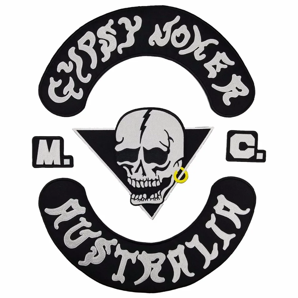 G0462 Fashion GYPSY JOKER AUSTRALIA MC Club Biker Vest Embroidered Patch Iron On Full Back of Jacket Motorcyle Patch Free Shipping (1)