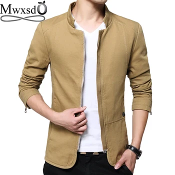

Mwxsd brand Casual men's solid cotton jacket spring men Slim fit stander collar jacket and coat veste homme jaqueta masculina