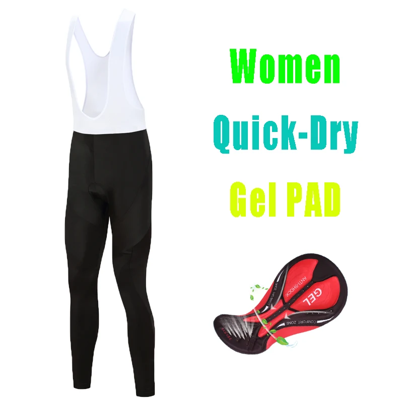 

Quick-dry Women Cycling Bib Pants With Gel Pad Road Bike Trousers 2019 Bicycle Sports Long Shorts MTB Tights Maillot Foot France