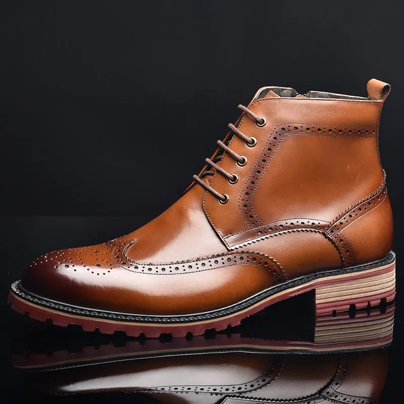 OSCO/осенне-зимние ботинки; мужские ботильоны из натуральной кожи; Высококачественная модная деловая Мужская обувь; мужские зимние ботинки