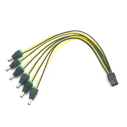 PCI Express 6Pin до 6 шт. DC 5,5X2,5 мм Вилки 12 V Мощность кабель для майнера биткоинов 60 см