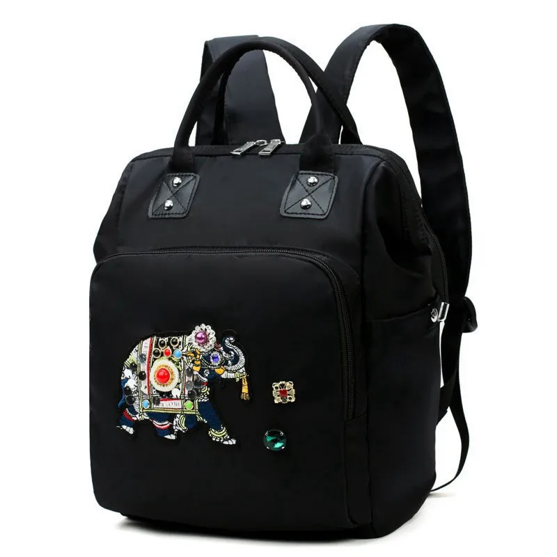 MOTOHOOD Baby Diaper Bag Backpack Embroidery Bead Elephant Maternity Bags For Mom Changing Nappy Bag Black Backpack 202934cm (5)