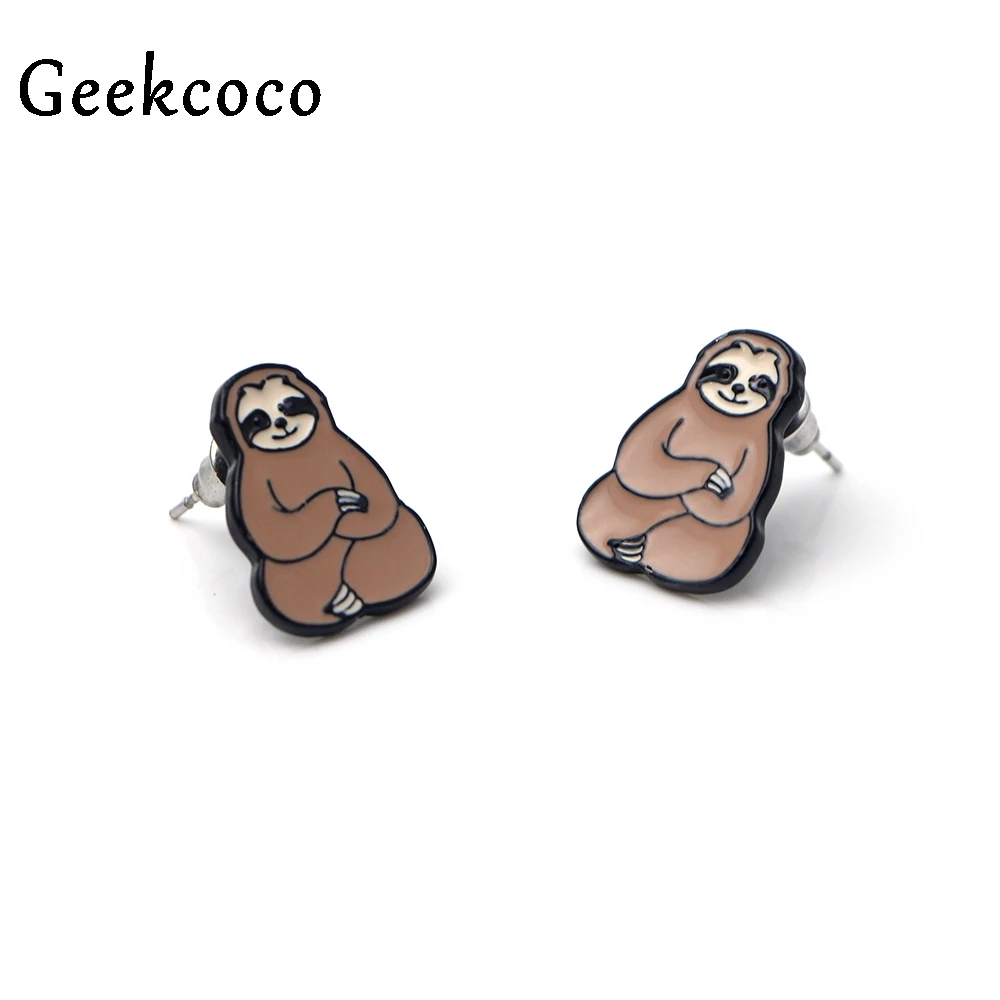 Женские милые серьги гвоздики Lazy Sleepy loty Creatives minimalism с героями мультфильмов