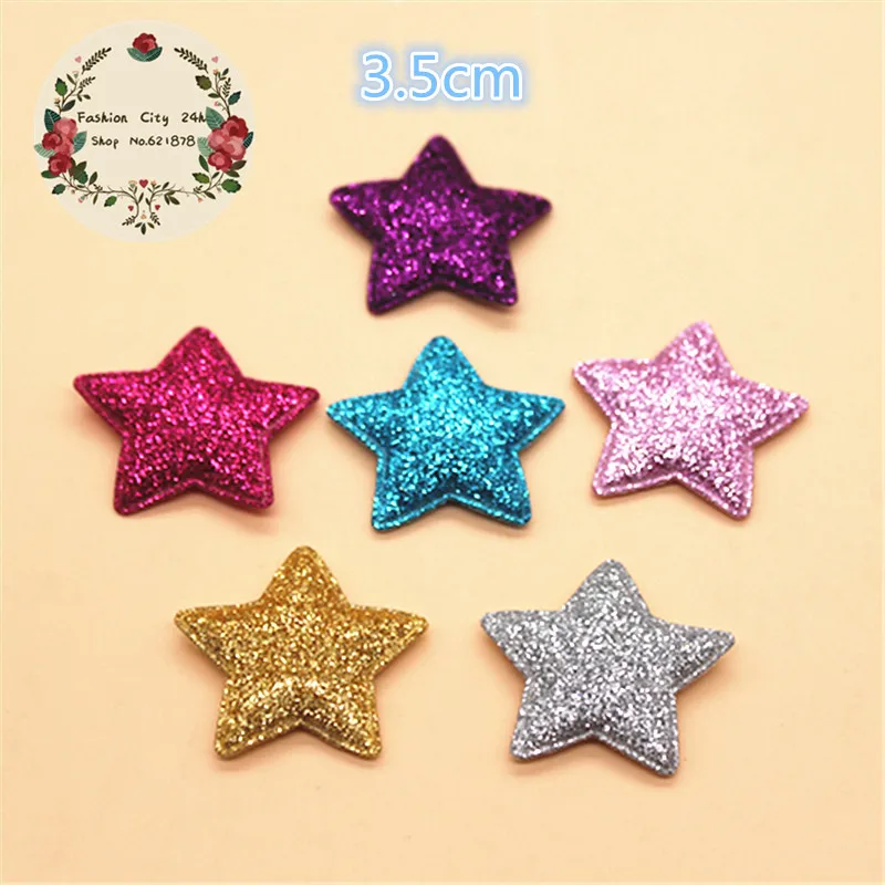 

3.5cm 20pcs Mix Colors Kawaii Padded Glitter Star Patches Appliques For Clothes Sewing Supplies DIY Craft Decoration