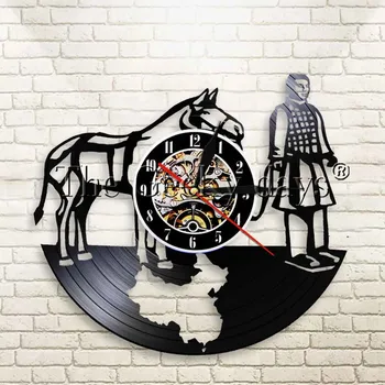 

1Piece Terra-cotta AarriorWall Clock China Tourim Souvenir Antique Vinyl Record Clock Qin Dynasty Battle Steed Warrior Clock