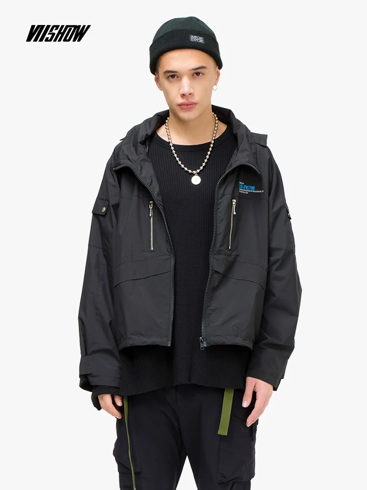 

VIISHOW Detachable Hooded Men Jackets New Letter Jackets Men Clothing Chaqueta Hombre 2019 Streetwear Jackets For Men JC1173191