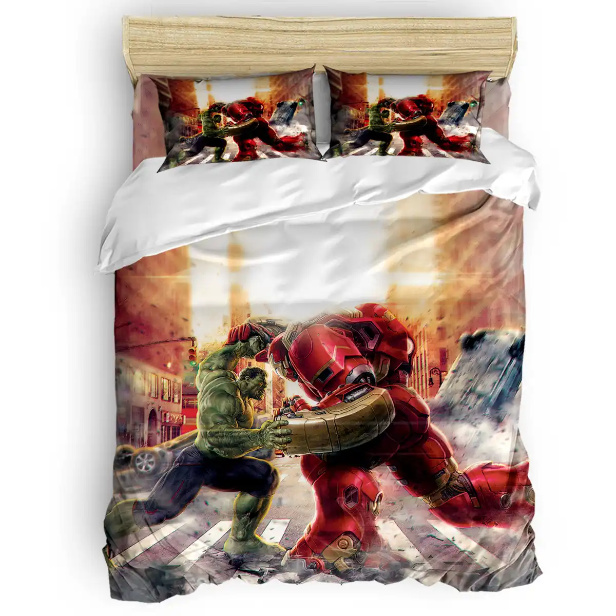 Super Hero Duvet Cover Set Hulk Pattern Bed Sheets Comforter Cover