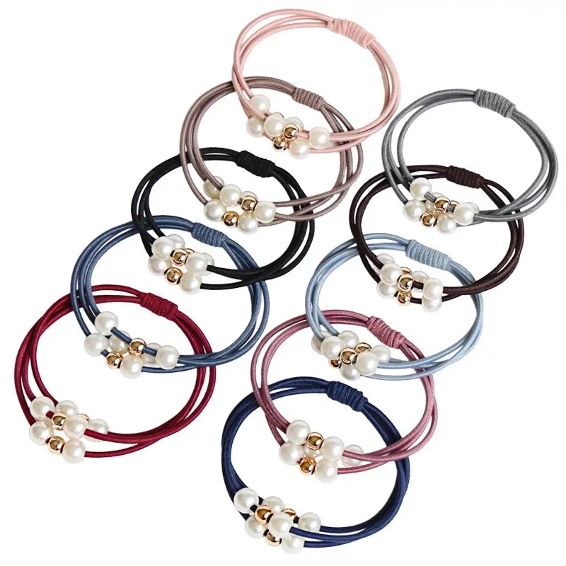 

10Pcs Korean Fashion Women Headband Pearls Elastic Hair Bands Rubber Ring Hair Accessories Scrunchy Ornaments Knitting Ties