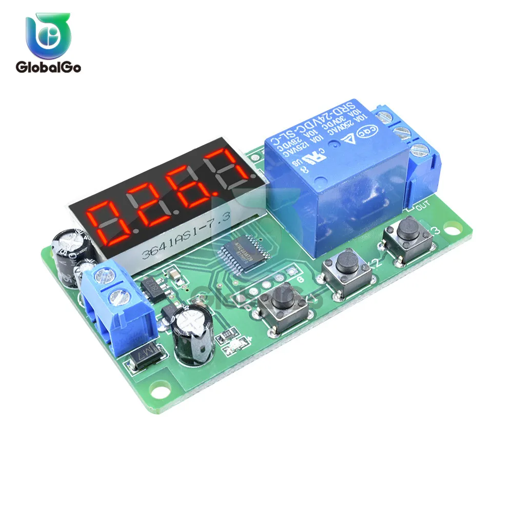 

DC 24V 12V Delay Relay 3 Button 4 Digit Digital Tube LED Digital Time Delay Relay Trigger Cycle Timer Delay Switch Circuit Board
