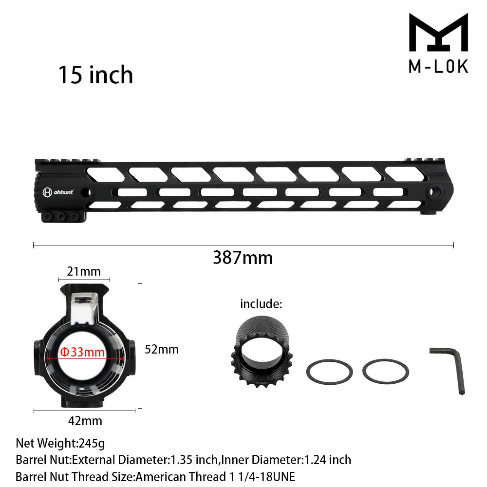 " 9" 1" 12" 13," 15" 1" AR15 свободном M-LOK ствольная накладка Пикатинни рельсы тонкий Защита для рук для охоты прицела W/гайка