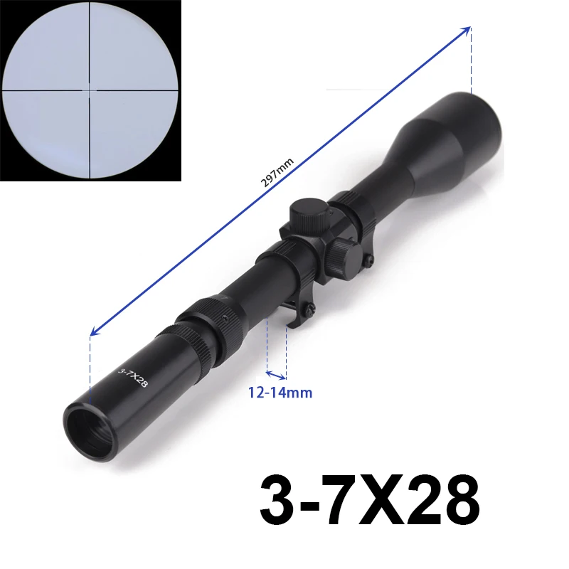 Охотничий телескоп 3-7x28 Zoom Air телескопическая винтовка прицел оптические прицелы для охоты подходят крепления Crosshair для наружного применения