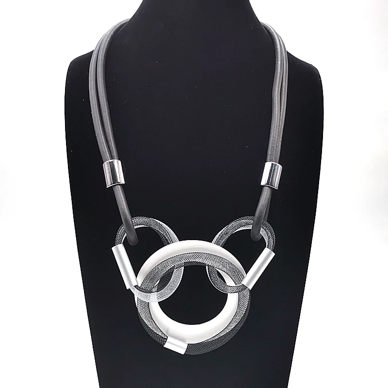 

YD&YDBZ 2019 Strange Thing Women Necklace Jewelry Three Circles Two Chains Rubber Aluminum Sheet Choker Necklace & Pendant Punk