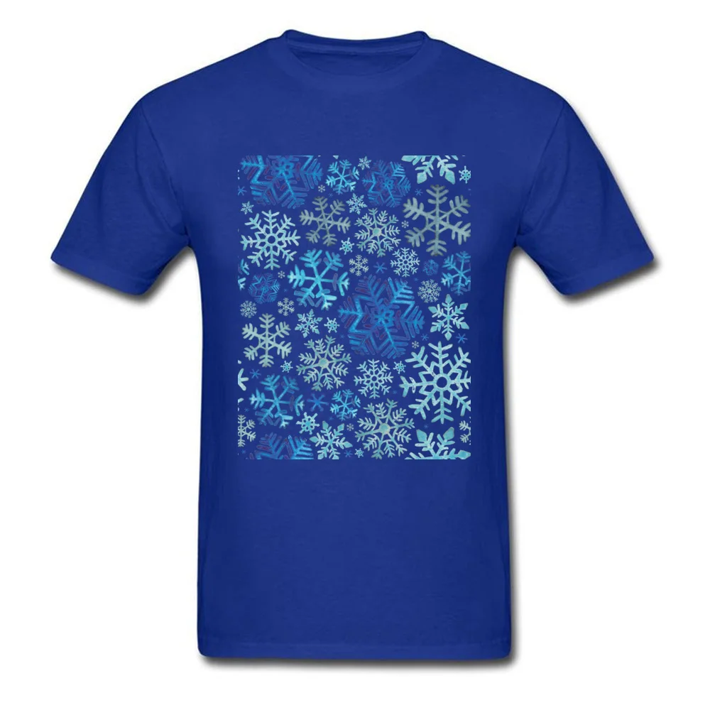 2018 Men Tshirts Crew Neck Short Sleeve Cotton Fabric Snowflakes Tops Shirt Summer T-Shirt Drop Shipping Snowflakes blue