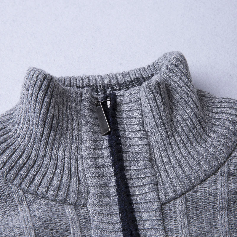 Модный брендовый мужской свитер, пуловер на молнии, облегающие вязаные Джемперы, толстая Осенняя повседневная одежда в Корейском стиле для мужчин