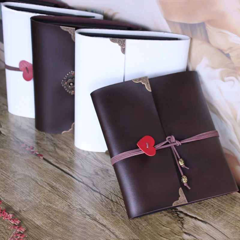 

European American Vintage Gift Box Leather DIY Album Loose-leaf Hand-pasted Locking Sticky Type Memory Book Custom Photo Gift