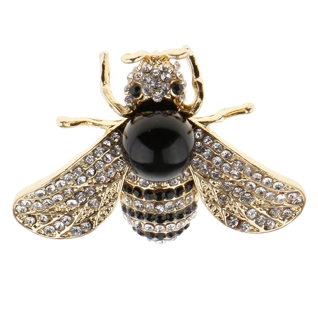 Handmade Pearl Rhinestone Honeybee Brooch Insect Lapel Pin Boutonniere Pendant Lapel Scarf Pin