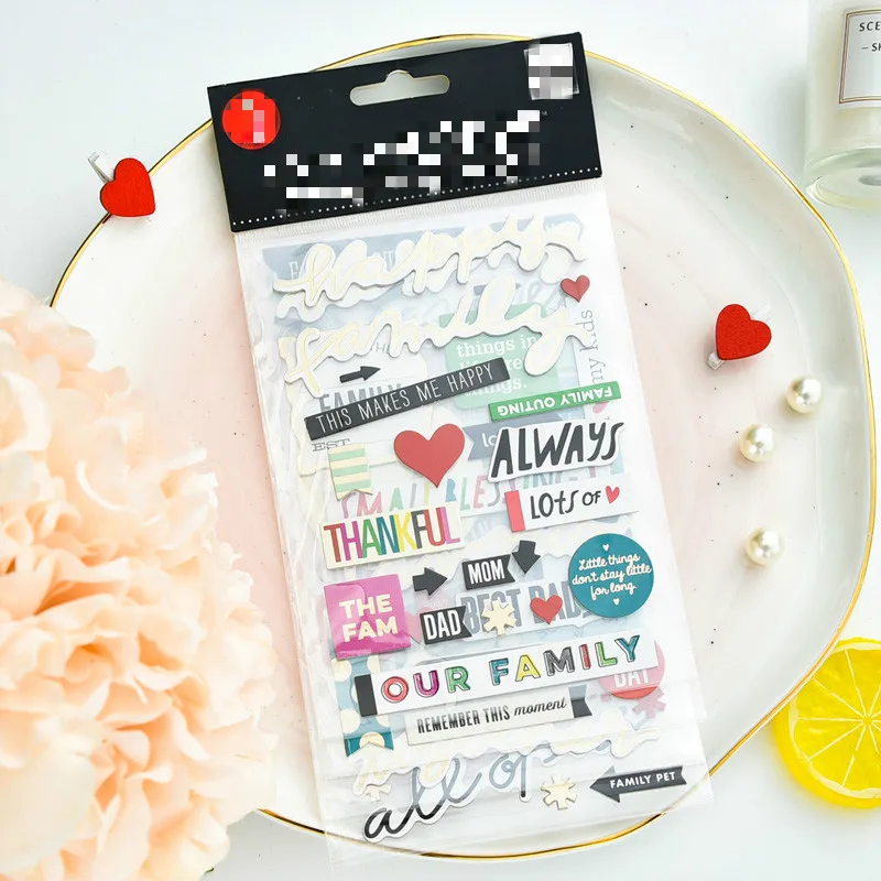 

KLJUYP Happy Family 3D Die Cut Self-adhesive Stickers for Scrapbooking Happy Planner/Card Making/Journaling Project