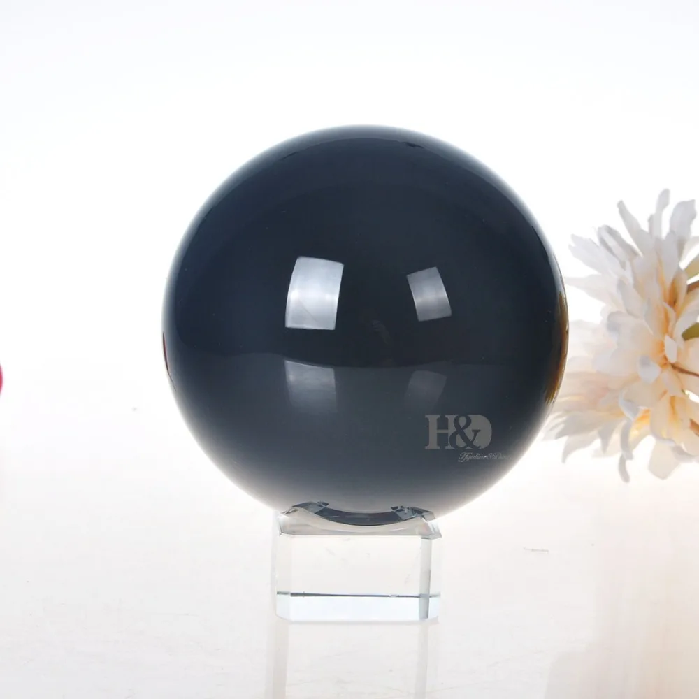 

H&D 100MM New Arrival Feng Shui Asian Quartz Black Crystal Ball Sphere with Stand For Home Decoration Accessories Fidget Spinner