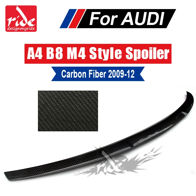 

Fit For Audi A4 A4a A4Q High-quality Rear Spoiler B8 M4 Style Coupe Carbon Fiber Rear Spoiler Rear Trunk Wing car styling 09-12