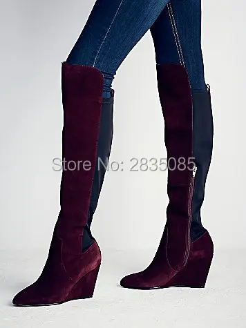 navy wedge boots uk