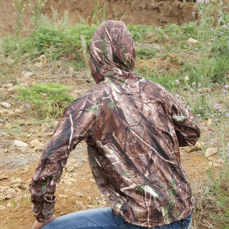 

Summer Ultra-thin Quick-drying Bionic Camouflage Skin Clothing Tops Male Hunting Fishing Sunscreen Hooded Jacket Ghillie Suits