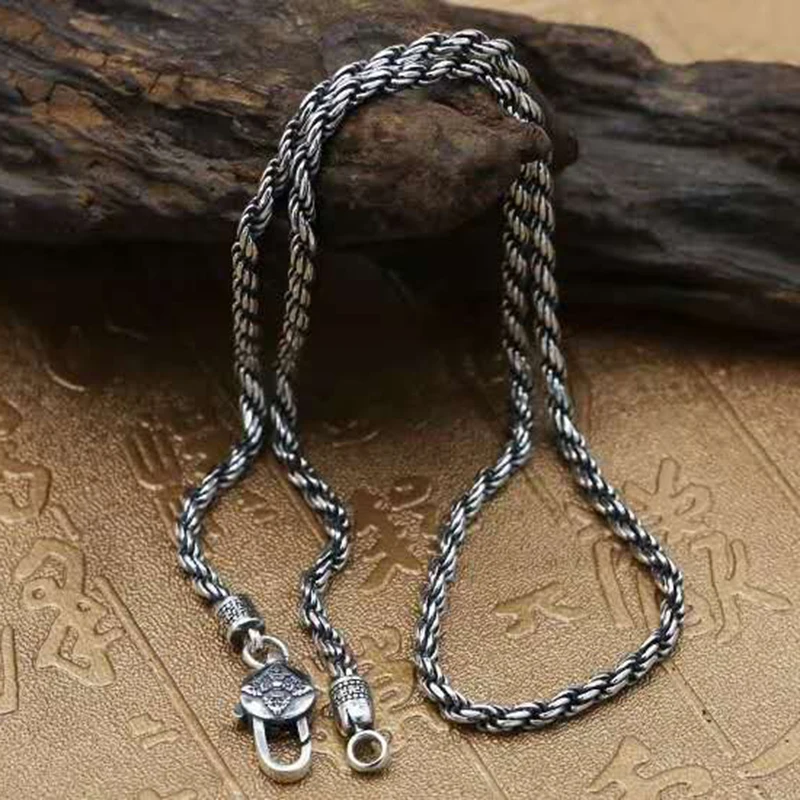 SOQMO настоящие 925 пробы серебряные винтажные цепочки ожерелья для мужчин мужские ювелирные аксессуары Bijoux 18-32 дюйма SQM147