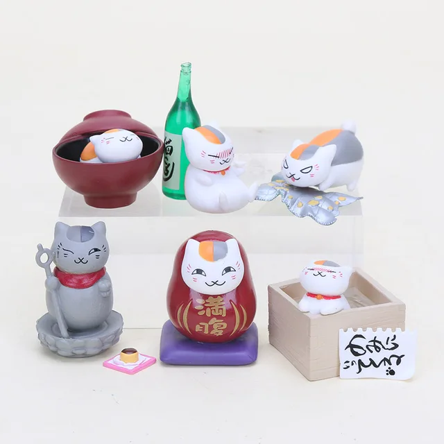 6 Sztukzestaw Anime Natsume Yuujinchou Nyanko Sensei Biały Kot Pvc
