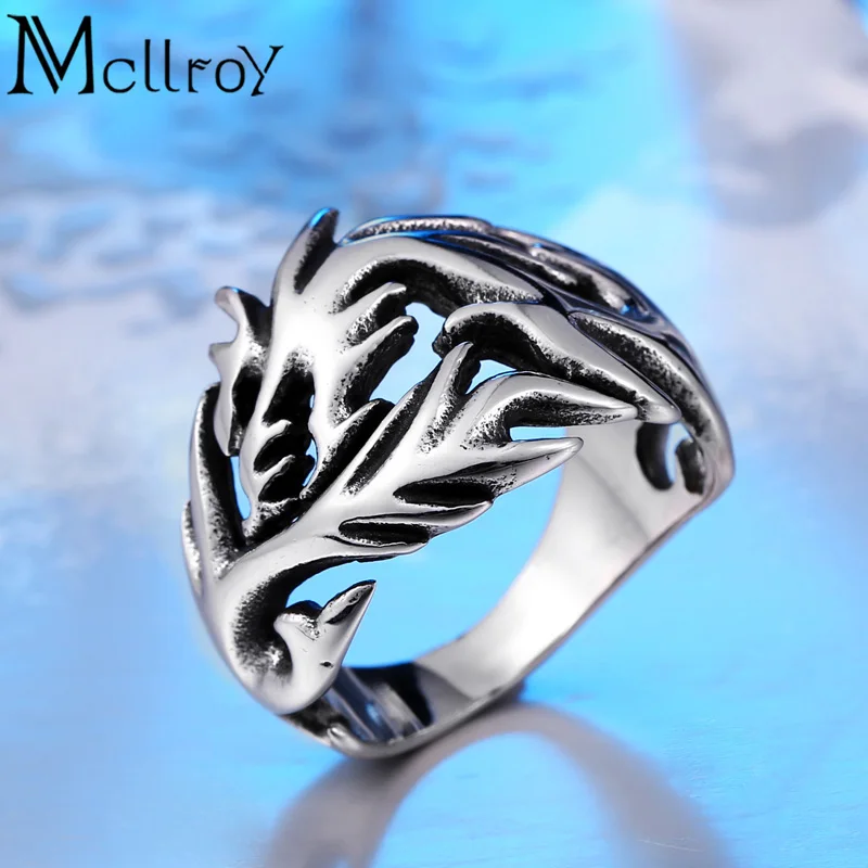 Mcllroy Gothic Men ring Punk style Dragon rings men 3 color Titanium steel ring Personality jewelry wedding rings Erkek Jewelry