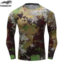 TUNSECHY Brand Camouflage T-shirt Bodybuilding Quick Dry New Fashion 3D Print Round Neck Long Sleeve Men T-shirt Free Shipping