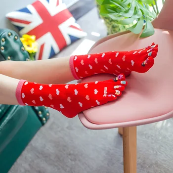 

3 Pairs Women Novelty 5 Toe Socks Summer Cotton Five Finger Socks Cartoon Split Toe Socks
