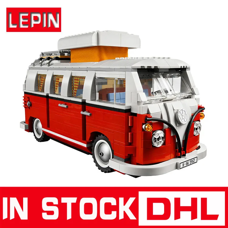 

In Stock 1354Pcs 2017 New LEPIN 21001 Volkswagen T1 Camper Van Model Building Kits Action Figure Bricks set Toy Compatible 10220
