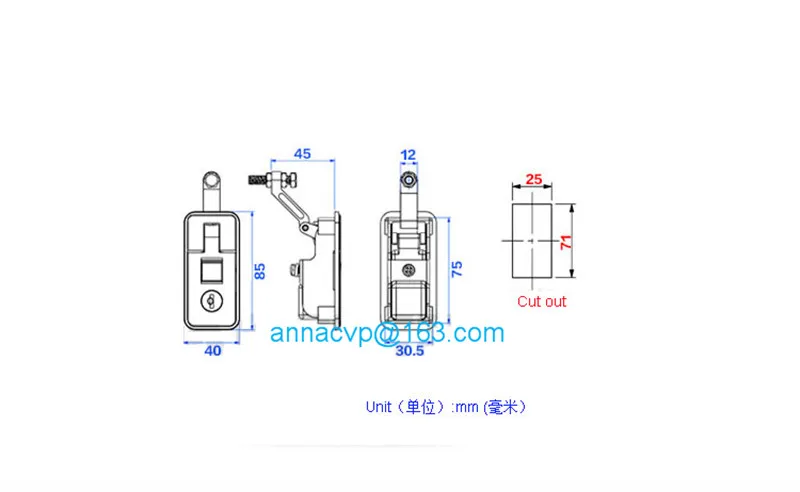 flush lock trailer parts size