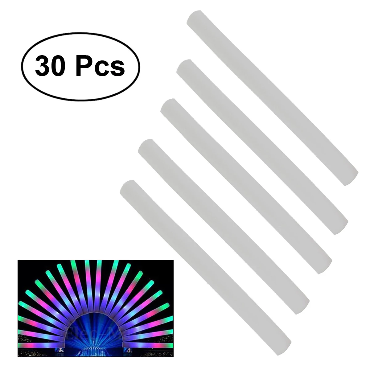30pcs Multi Color LED Foam Glow Stick Fluorescent Light Sticks For