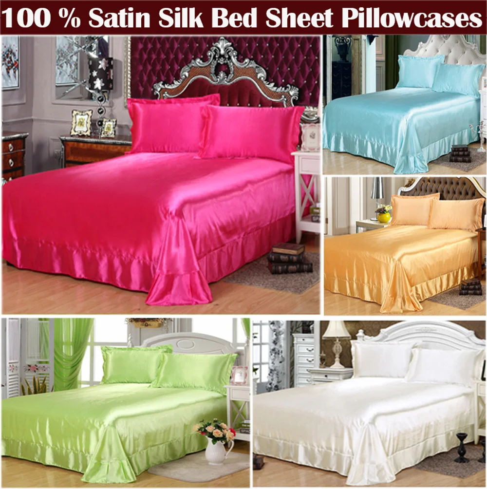 100% satén de seda juegos de cama, ropa de cama de satén blanco colcha almohada hoja de cama set, jeux ropa de cama sabana ajustable 100% satén de seda juegos de cama, ropa de cama de satén blanco colcha almohada hoja de cama set, jeux ropa de cama sabana ajustable