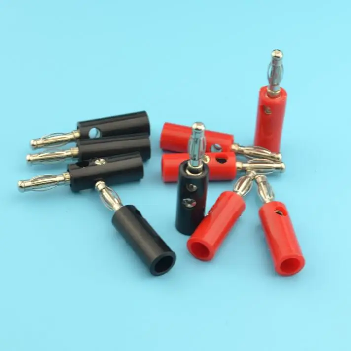 50pcs Black & Red Wire Audio Speaker Cable Banana Plug Connectors 4mm