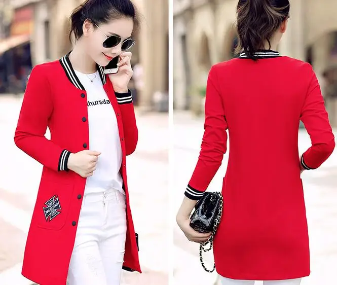 Women Basic Coats 2018 Spring Women Baseball Jacket Slim Cotton Vintage Coats Women Autumn Coat Jaquetas Feminina 2XL