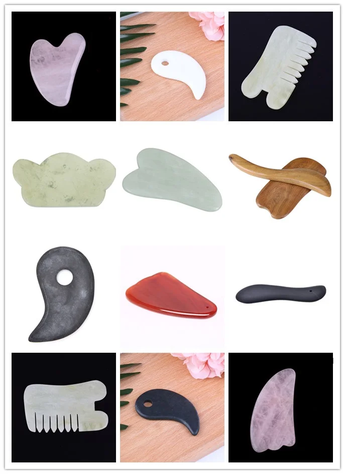 Массажер Gua Sha Jade из розового кварца для лица, массажная доска из камня гуаши, натуральный нефрит, инструмент для массажа, Прямая поставка