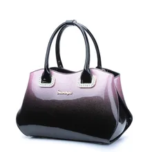 Роскошные качества из лакированной кожи женские посыльного сумки моды градиент цвета tote Красные Свадебные сумка бостон плеча сцепления