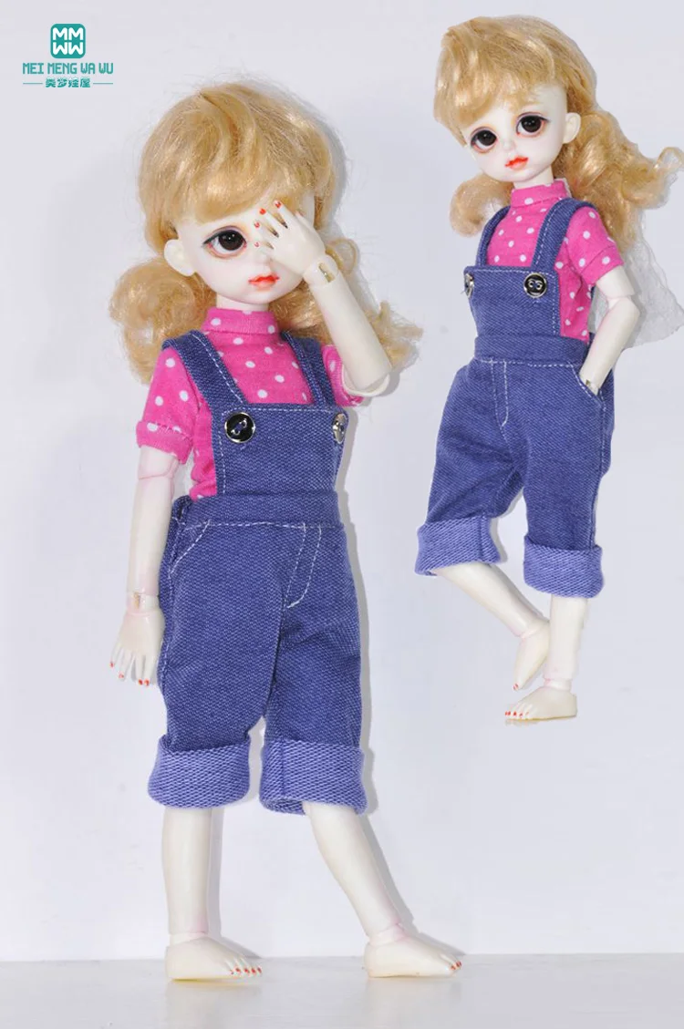 

Printed T-shirt Denim Jumpsuit Printed dress clothes for dolls fits 27cm-30cm 1/6 BJD dolls