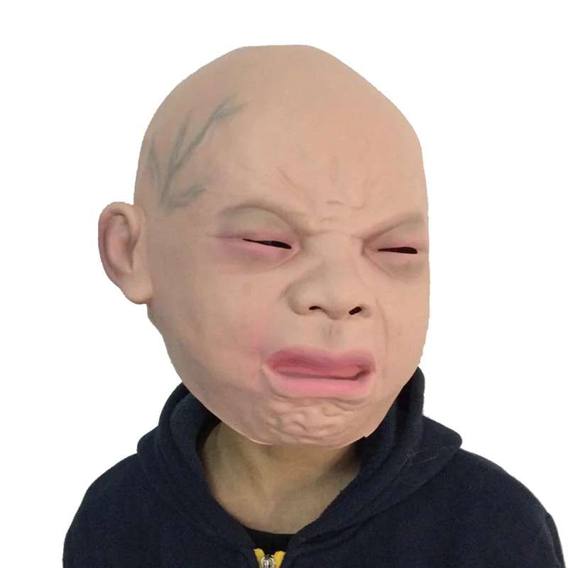 Latex Simulation Crying Baby Fake Face Halloween Party Scary Mask ...