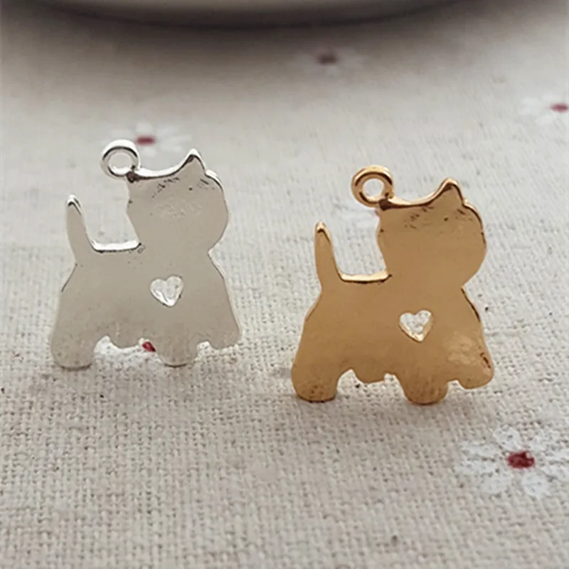 RONGQING 20pcs/lot 17*21MM cat animal charms for jewelry making DIY